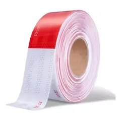 KUANGYE - Cinta Reflectante Seguridad Rojo Blanco 45 Mts Dot C2 Legal