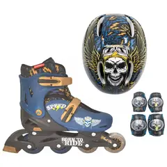 BESTOYS - Patin En Linea Apache Con Luces Ajustables T34-37 con Casco