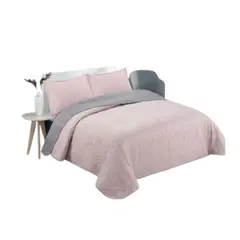 GENERICO - Cubrecama Quilt Verano 1.5 Plazas - Palo Rosa Gris CS05