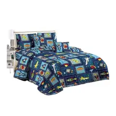 GENERICO - Cubrecama Quilt 1.5 Plazas - Azul Naves Espaciales KFL803