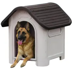 QRUBBER - Casa Mascotas Perro Raza Grande Café Oscuro MQ