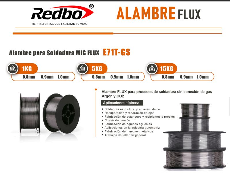 Alambre de Soldadura FLUX E71T-GS (Sin Gas, 0.8mm, 1KG)