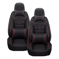 IMPORTCLICK - Kit Fundas Cubre Asiento Eco Cuero Auto Almohadilla Luxury Negro
