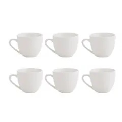 HALLEN - Set 6 Tazas De Te Redonda 260cc Porcelana Blanca