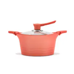 BOHLIER - Cacerola 28cm De Aluminio Fundido Rosa Tapa De Vidrio