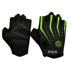 FOUR - Guantes de Ciclismo sin dedos - Sublimado - Negro - M