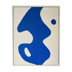 GENERICO - Cuadro Abstracto Orgánico Texturizado Azul 90x70 Minimalista Pintado a mano