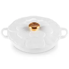 LE CREUSET - Cocotte Baja Petalos White 26 cm