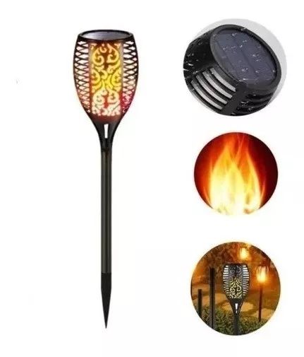 Antorcha Led Solar 50 Cm Farol Exterior Jardín Estaca