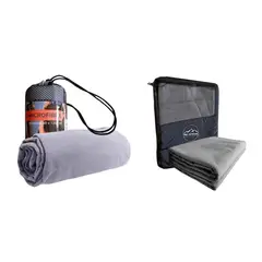 PRO OUTDOOR - Pack Toallon y Toalla Microfibra Suede Gris