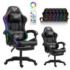 VIDITA - Silla Gamer RGB K-night Reclinable Con Masajeasdor Reposapiés Negra.