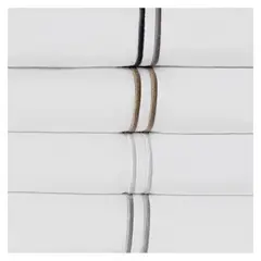 HOHOS CASA - Juego sábanas 2 plazas 200 hilos 50% alg - 50% pol doble festón gris