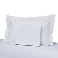 HOHOS CASA - Juego sábanas 2 plazas 200hilos 50% alg - 50% pol, doble festón blanco