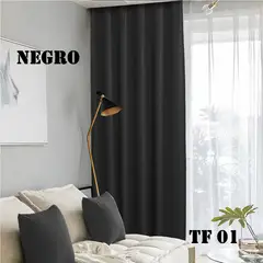 GENERICO - Cortinas blackout engomadas gruesas NEGRO