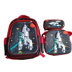 ANGELES DEL HOGAR - Set De Mochila Niños Escolar Diseño Cohete Espacial Negro