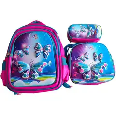 ANGELES DEL HOGAR - Set De Mochila Niños Escolar Diseño Mariposas Rosa