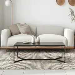 LIVING MARKET - Mesa de centro Metálica Negra Gotha 120x50x40 Hecho a Mano