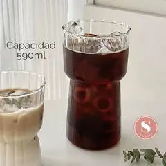 SANTU HOME & DECO - Vaso Alto Diseño Ondas Bebida Vidrio 590 Ml Coctelería