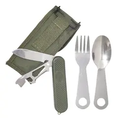 GENERICO - Set de navaja para camping + Cuchara y tenedor DBG1351