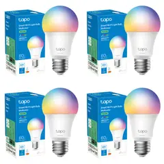 TP LINK - Set 4 Ampolleta Multicolores Smart LED Wi-Fi Tapo E27 Google Alexa