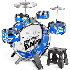 TATEE - Juguetes juego de batería para niños percusión con taburete