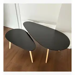 CORI CORI - Mesa de Centro Doble Elipse Negro