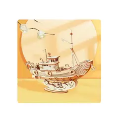 GENERICO - Barco de Pesca - Rompecabezas 3D - Maqueta de Madera Rolife