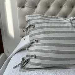 CASA CECILIA - Funda de Cojín 50x70 Paula Rayas Gris Claro