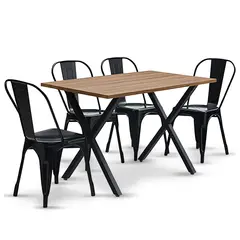 NOVAHUS - Comedor New Jersey 75x70x120 4 Sillas Tolix Industrial.
