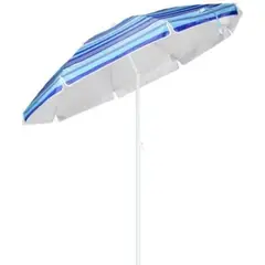 OEM - SOMBRILLA RECLINABLE 240 MTS DIAMETRO PLAYA CAMPING DISEÑO RAYAS COLORES AZULES