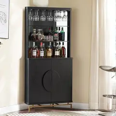 MSA MUEBLES SANTA ANA - Vitrina Esquinero Bar American Black