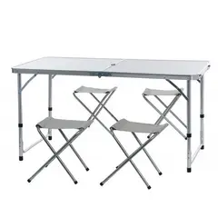 IMPORTCLICK - Mesa Camping Plegable Simple 120x60 CM 4 Sillas - Gris