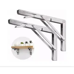 GENERICO - Escuadras Abatibles Inoxidable Para Repisa De 30cm 2 Piezas