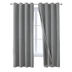 CASATUA - Cortinas Blackout 100% 2 Paños 140x220 Text Lino - Gris