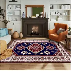 GENERICO - ALFOMBRA ANTIDESLIZANTE CON DISEÑO CLASICO AZUL 180X200CM