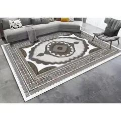 GENERICO - ALFOMBRA ANTIDESLIZANTE CON DISEÑO CLASICO GRIS 180X200CM