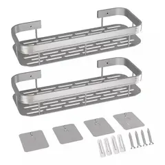 KUANGYE - Organizador De Ducha Set X2 Repisa Baño Adhesivo