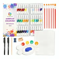 OEM - Kit De Pintura 59 Pzs Pintura Acrílica Pinceles Paleta.