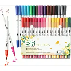 OEM - 36 Marcadores De Doble Punta Tipo Pincel Colores
