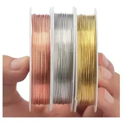 KUANGYE - Alambre Para Bisutería Set 3 Rollos Dorado-plata-cobre 0,3mm