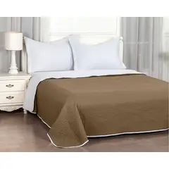 CLEMS CORTINAS - Cubrecama Quilt Reversible 2 Plazas 240x260cm Café