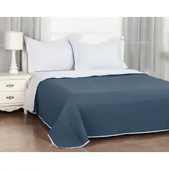CLEMS CORTINAS - Cubrecama Quilt Reversible 2 Plazas 240x260cm Azul