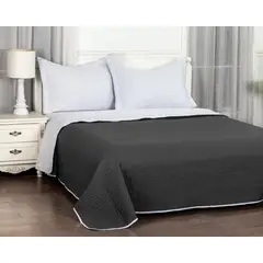 CLEMS CORTINAS - Cubrecama Quilt Reversible 2 Plazas 240x260cm Gris