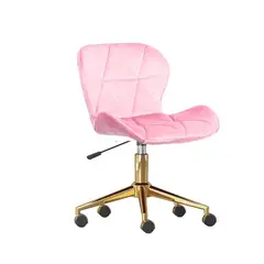 HABITA2 CHILE - Silla Escritorio Mariposa Felpa Rosada Pedestal Dorado