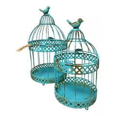 SORENTO - Set 2 De Jaulas Decoración Aves Turquesa - S4422A