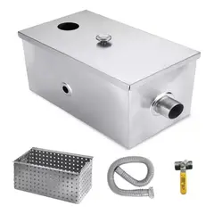 MUNDO MAGIA - Trampa De Gras 100% Acero Inoxidable 40 Lts 500x 250x 250 Mm