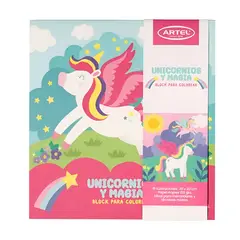 ARTEL - Block para colorear Unicornios y Magia hojas gruesas