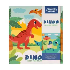 ARTEL - Block para colorear Dinos hojas gruesas