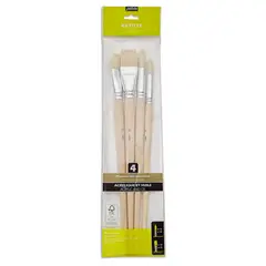 PEBEO - Pinceles Acrílico y Óleo Set 4 Pelo Cerda Blanca