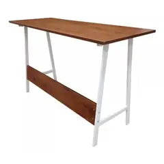 TODODESCUENTO - Escritorio Simple Metálico Estilo Industrial 100x40x72 Cm- Café/Blanco